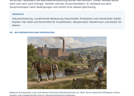 Industrialisierung: Warum Großbritannien? – Vorschau des Arbeitsblatts mit historischer Illustration