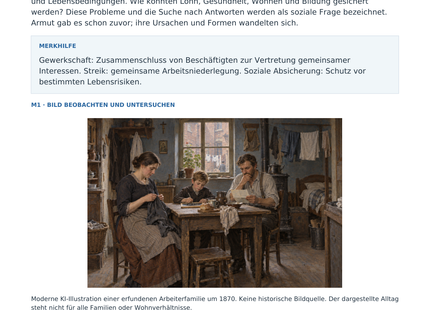 Die soziale Frage: Leben und Arbeit – Vorschau des Arbeitsblatts mit historischer Illustration