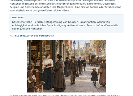 Gesellschaft im Kaiserreich – erste Seite des Arbeitsblatts mit historischer Illustration