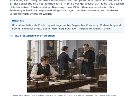 Vorschau: Julikrise 1914: Der Weg in den Krieg – Geschichte-Arbeitsblatt für Klasse 8–9 mit Lösungen