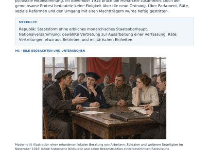 Vorschau: Novemberrevolution 1918/19 – Geschichte-Arbeitsblatt für Klasse 8–9 mit Lösungen