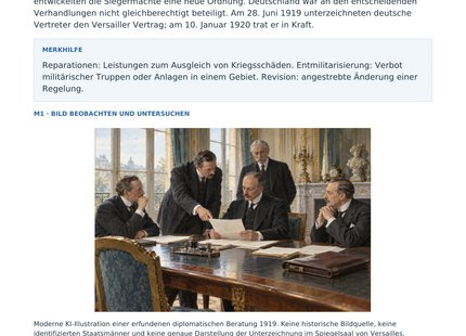 Vorschau: Der Versailler Vertrag 1919 – Geschichte-Arbeitsblatt für Klasse 8–9 mit Lösungen