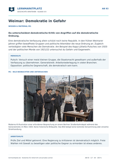 Weimar: Demokratie in Gefahr – kostenloses Geschichte-Arbeitsblatt mit Lösungen (PDF)