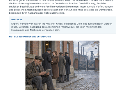 Vorschau: Die Weltwirtschaftskrise – Geschichte-Arbeitsblatt mit Lösungen für Klasse 8–9