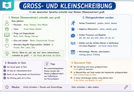 Groß- und Kleinschreibung – Deutsch-Lernkarte (kostenloses PDF)