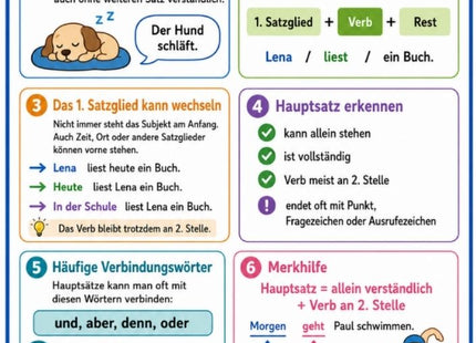 Hauptsatz – Deutsch-Lernkarte (kostenloses PDF)