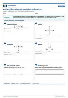 Keilstrichformeln & räumlicher Molekülbau – kostenloses Chemie-Arbeitsblatt mit Lösungen (PDF)