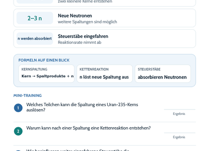 Kernspaltung – Physik-Lernkarte (kostenloses PDF)