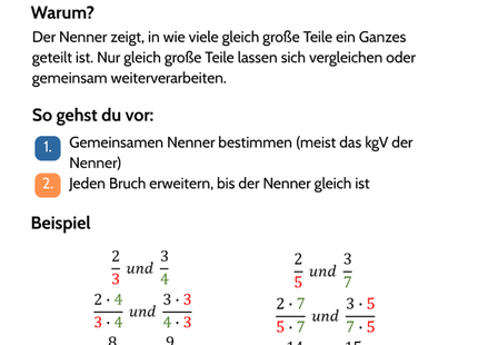 Nenner gleichmachen – Lernkarte (kostenloses PDF)