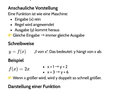 Funktionen – Grundidee & Darstellung – Lernkarte (kostenloses PDF)