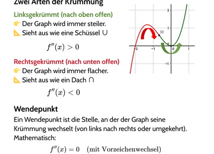 Krümmungsverhalten – konkav & konvex – Lernkarte (kostenloses PDF)