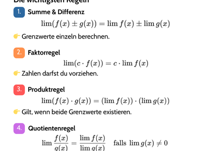 Limes – Rechenregeln für Grenzwerte – Lernkarte (kostenloses PDF)