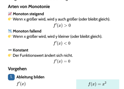 Monotonie – steigend & fallend – Lernkarte (kostenloses PDF)