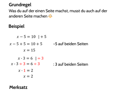 Äquivalenzumformung – Lernkarte (kostenloses PDF)