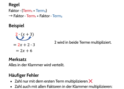 Ausmultiplizieren – Lernkarte (kostenloses PDF)