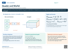 Mathe Quader und Würfel | Lernposter A4 & A3 (PDF)