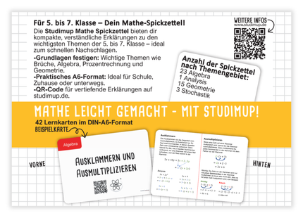 Mathe Spickzettel A6: Lernkarten für die 5.-7. Klasse