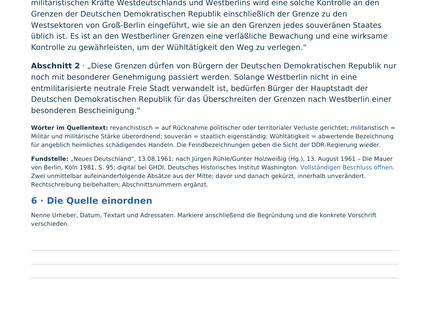 Originalvorschau B1: historischer DDR-Ministerratsbeschluss vom 12. August 1961 mit Quellenauftrag.