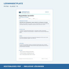 Magnetfelder darstellen - kostenloses Physik-Arbeitsblatt mit Lösungen (PDF)