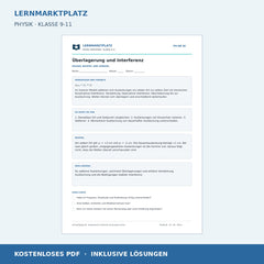 Überlagerung und Interferenz - kostenloses Physik-Arbeitsblatt mit Lösungen (PDF)