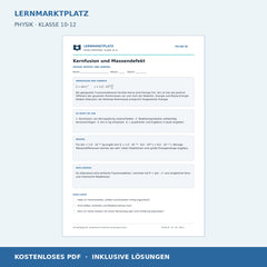 Kernfusion und Massendefekt - kostenloses Physik-Arbeitsblatt mit Lösungen (PDF)