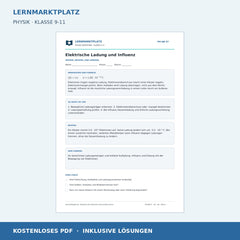 Elektrische Ladung und Influenz - kostenloses Physik-Arbeitsblatt mit Lösungen (PDF)