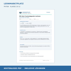 Mit dem Coulombgesetz rechnen - kostenloses Physik-Arbeitsblatt mit Lösungen (PDF)