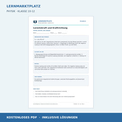 Lorentzkraft und Kraftrichtung - kostenloses Physik-Arbeitsblatt mit Lösungen (PDF)