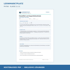 Fotoeffekt und Gegenfeldmethode - kostenloses Physik-Arbeitsblatt mit Lösungen (PDF)