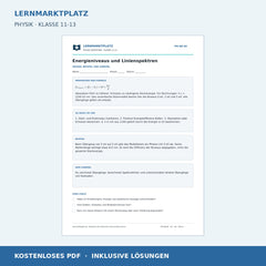 Energieniveaus und Linienspektren - kostenloses Physik-Arbeitsblatt mit Lösungen (PDF)