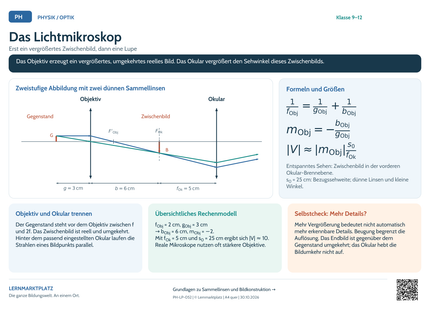 Physik-Lernposter: Das Lichtmikroskop – A4 und A3 quer