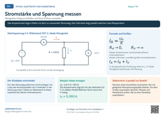 Physik Stromstärke und Spannung messen | Lernposter A4 & A3 (PDF)
