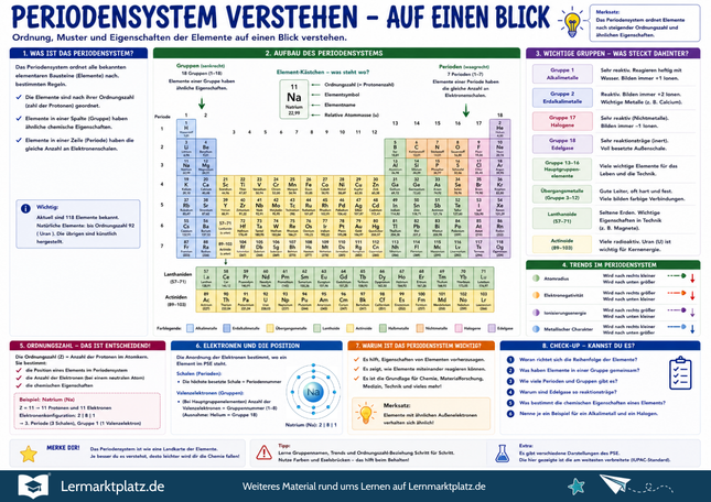 Periodensystem verstehen – Elemente, Gruppen & Perioden einfach erklärt – Lernposter / Lernplakat als PDF