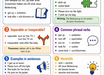 Phrasal Verbs – Englisch-Lernkarte (kostenloses PDF)