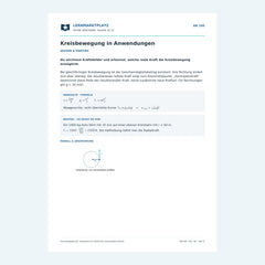 Kreisbewegung in Anwendungen – kostenloses Physik-Arbeitsblatt mit Lösungen (PDF)