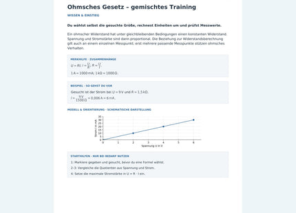 Ohmsches Gesetz – gemischtes Training – erste Seite