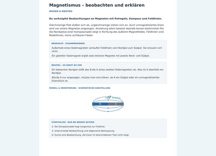 Magnetismus – beobachten und erklären – erste Seite