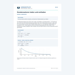 Kondensatoren laden und entladen - kostenloses Physik-Arbeitsblatt mit Lösungen (PDF)
