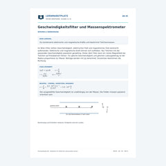 Geschwindigkeitsfilter und Massenspektrometer - kostenloses Physik-Arbeitsblatt mit Lösungen (PDF)