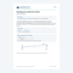 Beugung am optischen Gitter - kostenloses Physik-Arbeitsblatt mit Lösungen (PDF)