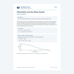 Polarisation und das Malus-Gesetz - kostenloses Physik-Arbeitsblatt mit Lösungen (PDF)