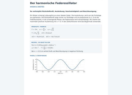 Der harmonische Federoszillator – Physik-Arbeitsblatt mit Lösungen