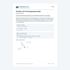 Pendel und Schwingungsenergie – kostenloses Physik-Arbeitsblatt mit Lösungen (PDF)