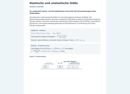 Elastische und unelastische Stöße – Vorschau der ersten Seite