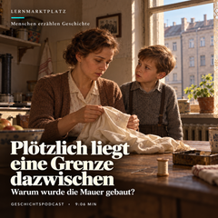 Plötzlich liegt eine Grenze dazwischen – Warum wurde die Mauer gebaut? – Geschichtspodcast mit Arbeitsblatt, Transkript & Lösungen