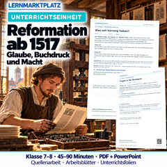 Reformation – Unterrichtseinheit mit Quellenarbeit (Klasse 7–8)