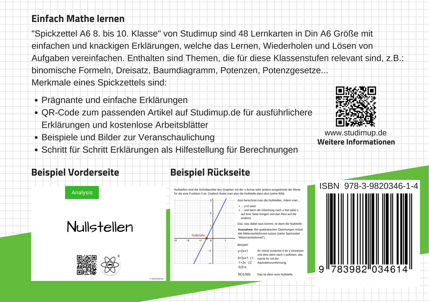 Mathe Spickzettel A6: 8. bis 10. Klasse - Lernkarten für Mathematik - Einfach und verständlich