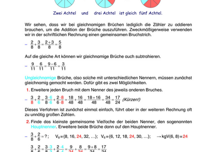 Brüche addieren und subtrahieren – Regeln, Beispiele & Übungsaufgaben