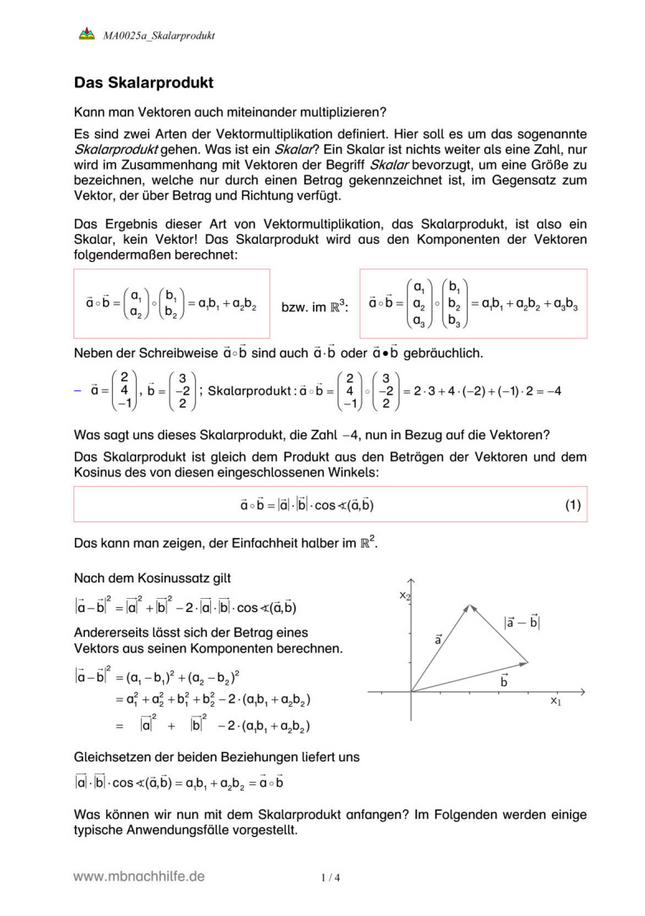 Skalarprodukt – verständlich erklärt: Regeln, Winkel, Orthogonalität & Aufgaben