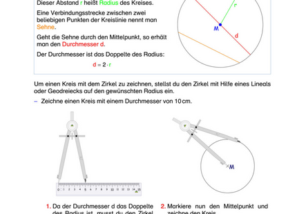 Der Kreis – Radius, Durchmesser, Koordinaten & Zeichnen mit dem Zirkel